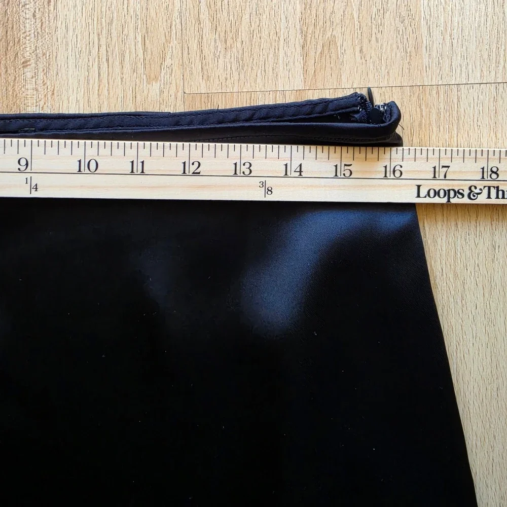 House of Harlow 1960 Black Satin Lace Trim Midi Slip Skirt Womens Size Medium - Picture 5 of 8